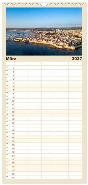 Produktbild: Familienplaner 2027 - Sardinien. Sch&ouml;ne Landschaften und bunte St&auml;dte. mit 5 Spalten (Wandkalender, 21 x 45 cm) CALVENDO