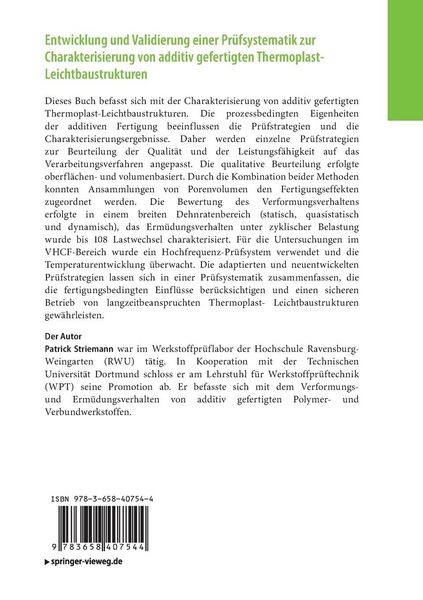 Produktbild: Entwicklung und Validierung einer Pr&uuml;fsystematik zur Charakterisierung von additiv gefertigten Thermoplast-Leichtbaustrukturen