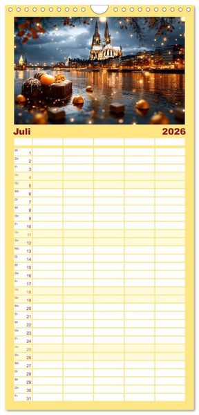 Produktbild: Familienplaner 2026 - S&uuml;&szlig;e Skyline Symphonie mit 5 Spalten (Wandkalender, 21 x 45 cm) CALVENDO