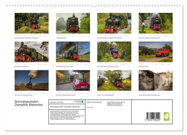 Produktbild: Schmalspurbahn Dampflok Bieberlies (hochwertiger Premium Wandkalender 2026 DIN A2 quer), Kunstdruck in Hochglanz