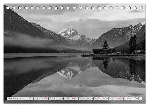 Produktbild: Bergpixels Schwarz-Wei&szlig;e Gebirgstr&auml;ume (Tischkalender 2026 DIN A5 quer), CALVENDO Monatskalender