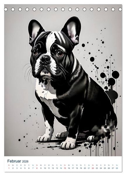 Produktbild: Franz&ouml;sische Bulldoggen. Kunstvoll gestaltete Portraits (Tischkalender 2026 DIN A5 hoch), CALVENDO Monatskalender