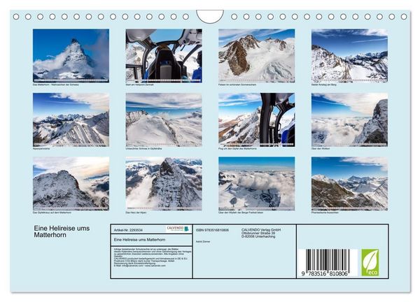 Produktbild: Eine Helireise ums Matterhorn (Wandkalender 2027 DIN A4 quer), CALVENDO Monatskalender