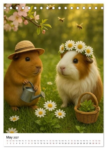 Produktbild: Guinea Pigs Cozy Moments (Desk Calendar 2027 DIN A5 portrait), CALVENDO 12 Month DeskCalendar