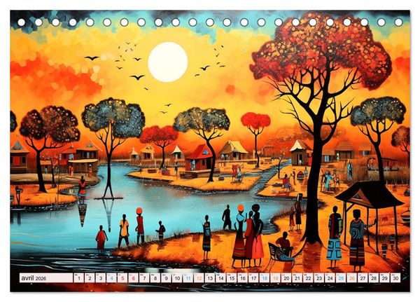 Produktbild: Sc&egrave;nes de vie africaine (Calendrier de bureau 2026 DIN A5 vertical), CALVENDO calendrier mensuel