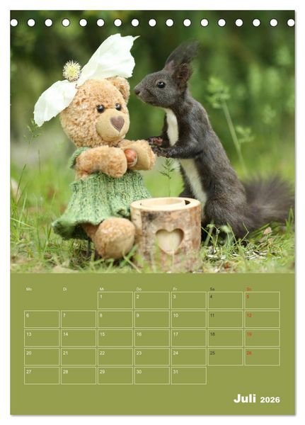 Produktbild: Eichh&ouml;rnchen - Abenteuer mit Freund Teddy (Tischkalender 2026 DIN A5 hoch), CALVENDO Monatskalender