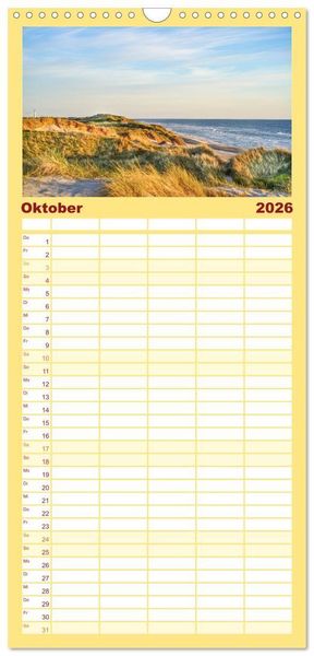Produktbild: Familienplaner 2026 - Westj&uuml;tland - D&auml;nemarks Westen erleben mit 5 Spalten (Wandkalender, 21 x 45 cm) CALVENDO