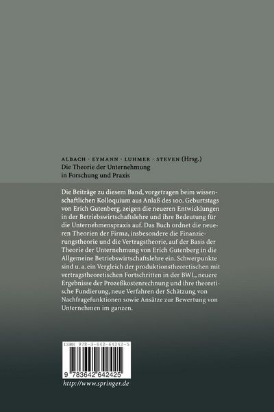 Produktbild: Die Theorie der Unternehmung in Forschung und Praxis