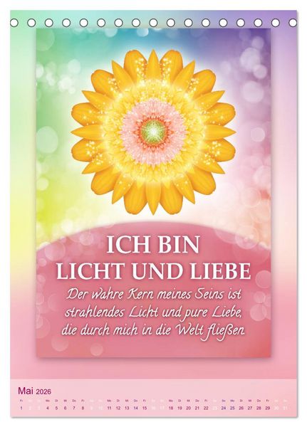 Produktbild: ICH BIN Licht und Liebe - Kalender (Tischkalender 2026 DIN A5 hoch), CALVENDO Monatskalender