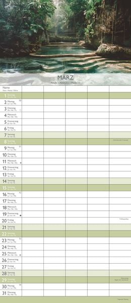 Produktbild: Familienplaner Zen 2026 - Familien-Timer 19,5x45 cm - 5 Spalten - Wand-Planer - viel Platz für Eintragungen - Familienkalender - Alpha Edition