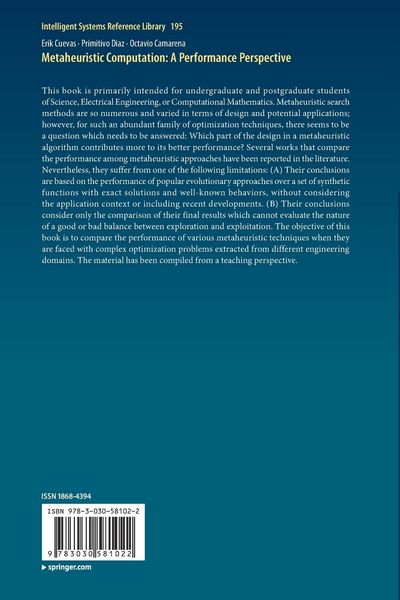 Produktbild: Metaheuristic Computation: A Performance Perspective