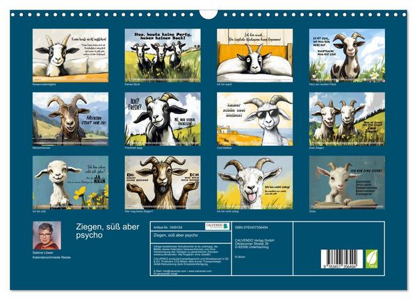 Produktbild: Ziegen, s&uuml;&szlig; aber psycho (Wandkalender 2026 DIN A3 quer), CALVENDO Monatskalender