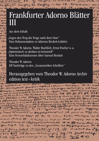 Produktbild: Frankfurter Adorno Bl&auml;tter III
