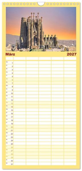 Produktbild: Familienplaner 2027 - Barcelona - Stadt der Kunstwerke und Architektur mit 5 Spalten (Wandkalender, 21 x 45 cm) CALVENDO