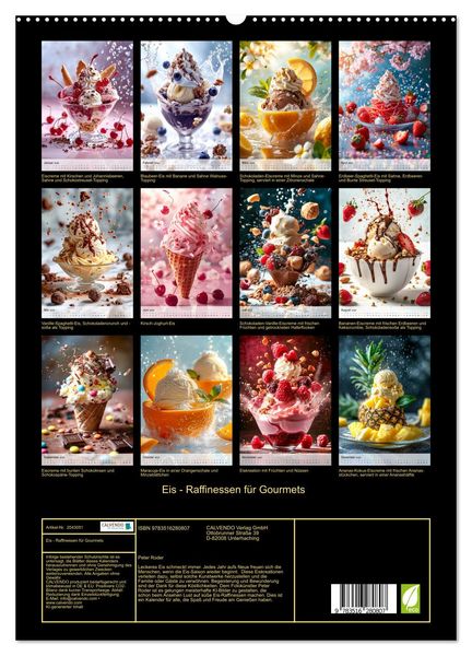 Produktbild: Eis - Raffinessen f&uuml;r Gourmets (hochwertiger Premium Wandkalender 2026 DIN A2 hoch), Kunstdruck in Hochglanz