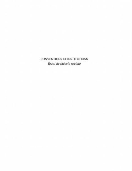 Produktbild: Conventions et institutions