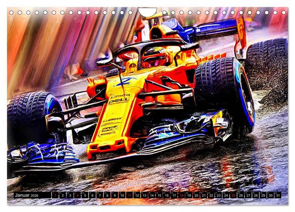 Produktbild: Vollgas im Monoposto - Digital Arts rund um die Formel 1 von Jean-Louis Glineur (Wandkalender 2026 DIN A4 quer), CALVENDO Monatskalender