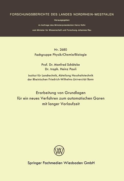 Produktbild: Erarbeitung von Grundlagen f&uuml;r ein neues Verfahren zum automatischen Garen mit langer Vorlaufzeit