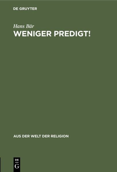 Produktbild: Weniger Predigt!