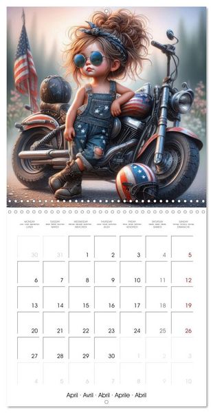 Produktbild: Born to Ride - Cool toddler girls and Motorbikes (Wall Calendar 2026 12 &times; 12 Inch) CALVENDO 12 Month Wall Calendar