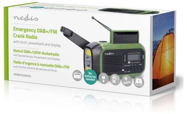 Produktbild: Nedis RDDBCR2000GN Notfallradio DAB+, UKW, FM Notfallradio, DAB+, UKW Gr&uuml;n, Schwarz