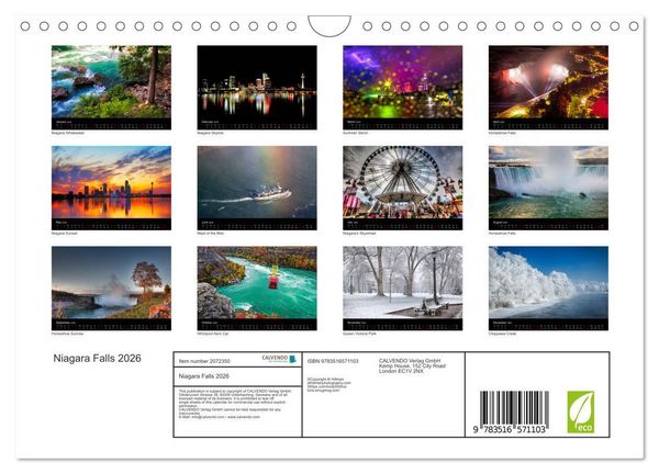 Produktbild: Niagara Falls 2026 (Wall Calendar 2026 DIN A4 landscape), CALVENDO 12 Month Wall Calendar