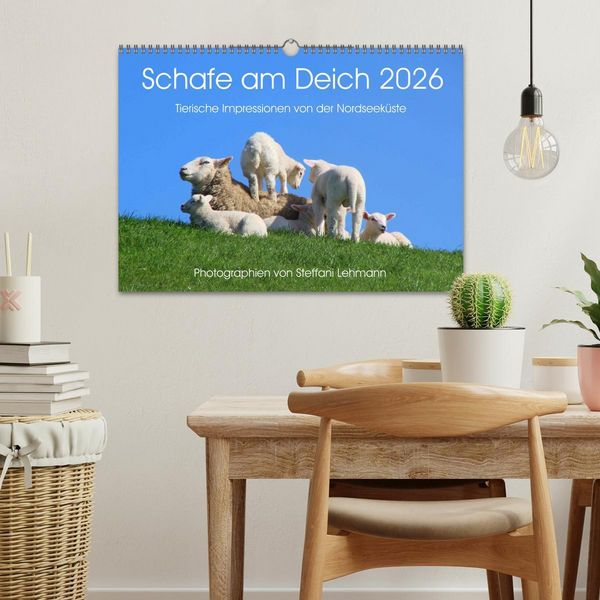Produktbild: Schafe am Deich 2026. Tierische Impressionen von der Nordseek&uuml;ste (Wandkalender 2026 DIN A3 quer), CALVENDO Monatskalender