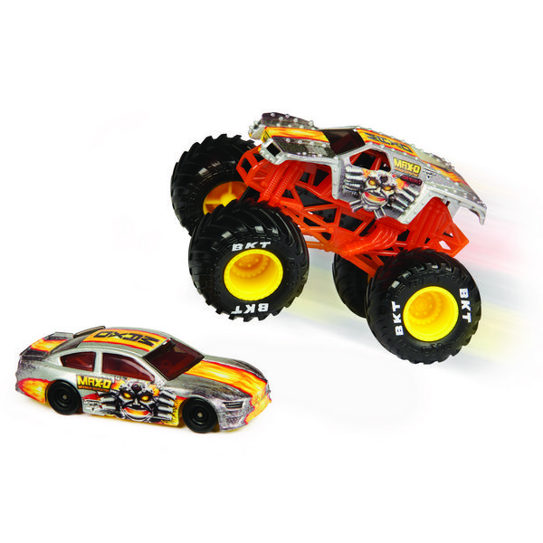 Produktbild: Monster Jam, Truck und Rennauto in einem Set, Ma&szlig;stab 1:64