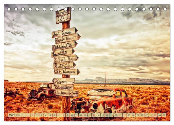 Produktbild: Nostalgie auf 2451 Meilen - Route 66 (Tischkalender 2026 DIN A5 quer), CALVENDO Monatskalender