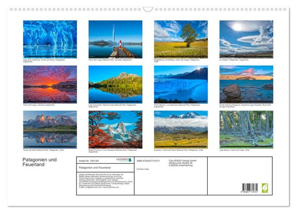 Produktbild: Patagonien und Feuerland (Wandkalender 2026 DIN A2 quer), CALVENDO Monatskalender