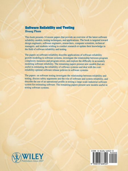 Produktbild: Software Reliability and Testing