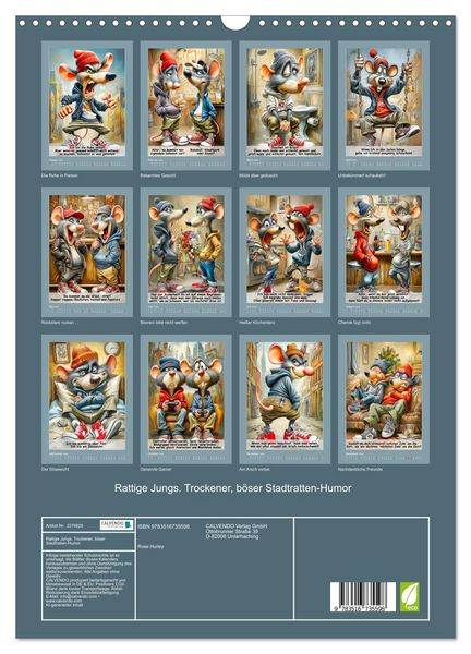 Produktbild: Rattige Jungs. Trockener, b&ouml;ser Stadtratten-Humor (Wandkalender 2026 DIN A3 hoch), CALVENDO Monatskalender