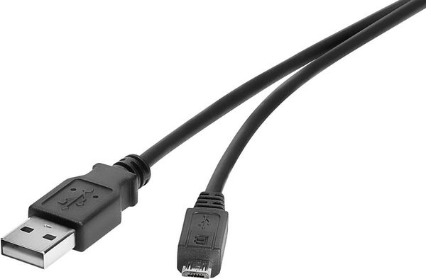 Renkforce USB-Kabel USB 2.0 USB-A Stecker, USB-Micro-B Stecker 0.15 m Schwarz vergoldete Steckkontakte RF-4463073