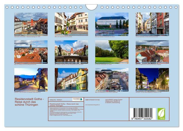 Produktbild: Residenzstadt Gotha - Reise durch das sch&ouml;ne Th&uuml;ringen (Wandkalender 2026 DIN A4 quer), CALVENDO Monatskalender