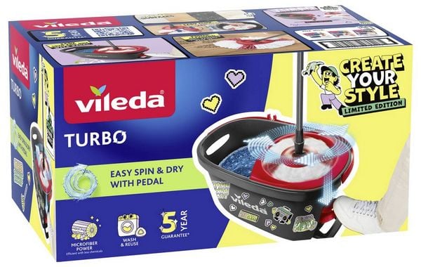 Produktbild: Vileda 183685 Vileda TURBO MY STYLE Box - Level Up Your Space Wischmopp-Komplettset Anthrazit, Rot 1 St.