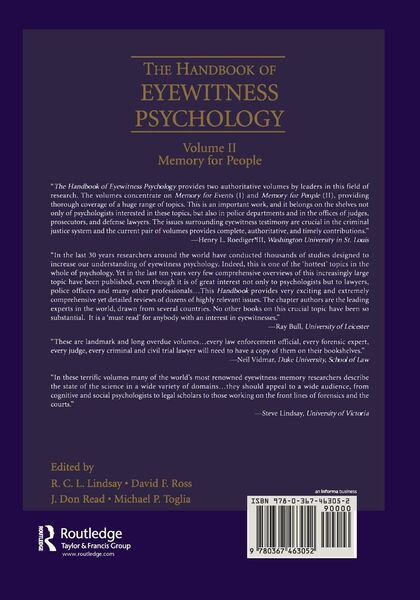 Produktbild: The Handbook of Eyewitness Psychology