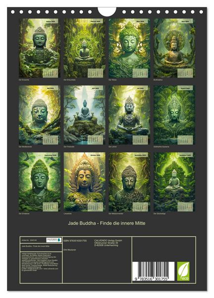 Produktbild: Jade Buddha - Finde die innere Mitte (Wandkalender 2026 DIN A4 hoch), CALVENDO Monatskalender