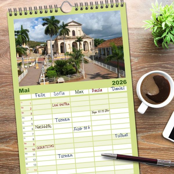 Produktbild: Familienplaner 2026 - Kuba &bull; Impressionen mit 5 Spalten (Wandkalender, 21 x 45 cm) CALVENDO