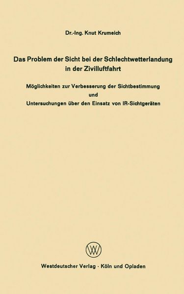 Produktbild: Das Problem der Sicht bei der Schlechtwetterlandung in der Zivilluftfahrt
