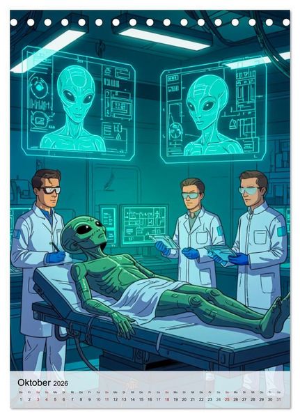 Produktbild: Wir sind nicht allein - UFO-Mythen (Tischkalender 2026 DIN A5 hoch), CALVENDO Monatskalender