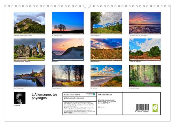 Produktbild: L'Allemagne, tes paysages (Calendrier mural 2026 DIN A3 vertical), CALVENDO calendrier mensuel
