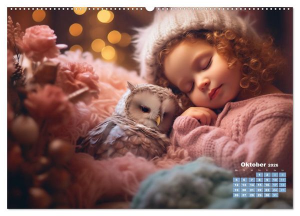 Produktbild: Kleine Schlummerparade: Babys und ihre kuscheligen Tierfreunde (Wandkalender 2026 DIN A2 quer), CALVENDO Monatskalender
