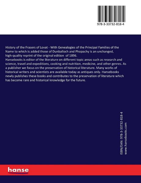 Produktbild: History of the Frasers of Lovat