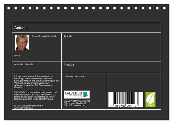 Produktbild: Antarktis (Tischkalender 2027 DIN A5 quer), CALVENDO Monatskalender