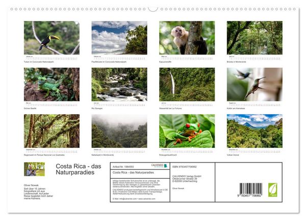 Produktbild: Costa Rica - das Naturparadies (hochwertiger Premium Wandkalender 2026 DIN A2 quer), Kunstdruck in Hochglanz