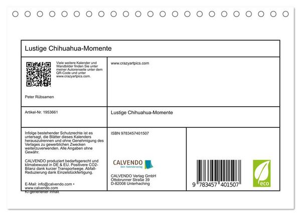 Produktbild: Lustige Chihuahua-Momente (Tischkalender 2026 DIN A5 quer), CALVENDO Monatskalender