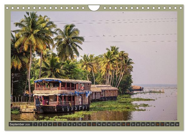 Produktbild: Kerala Backwaters - mit dem Hausboot durch die tropische Wasserwelt (Wandkalender 2026 DIN A4 quer), CALVENDO Monatskalender