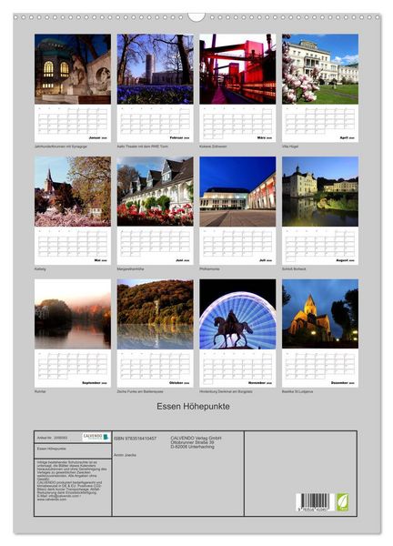 Produktbild: Essen H&ouml;hepunkte (Wandkalender 2026 DIN A2 hoch), CALVENDO Monatskalender