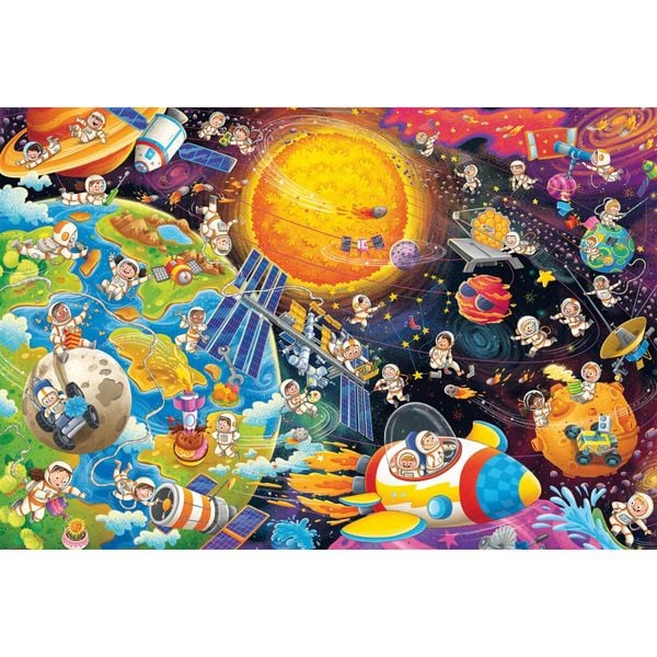 Schmidt 55782 - Quatsch im Weltraum, Easy to Puzzle, Kinderpuzzle mit Poster, 150 Teile