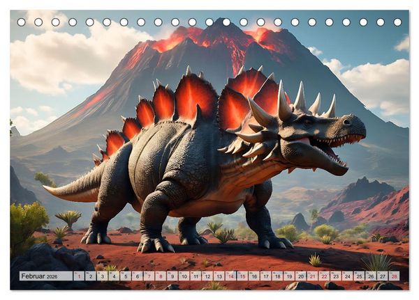 Produktbild: Dinosaurier - die Welt der Urzeitgiganten (Tischkalender 2026 DIN A5 quer), CALVENDO Monatskalender